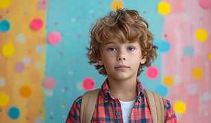 Child with colorful background