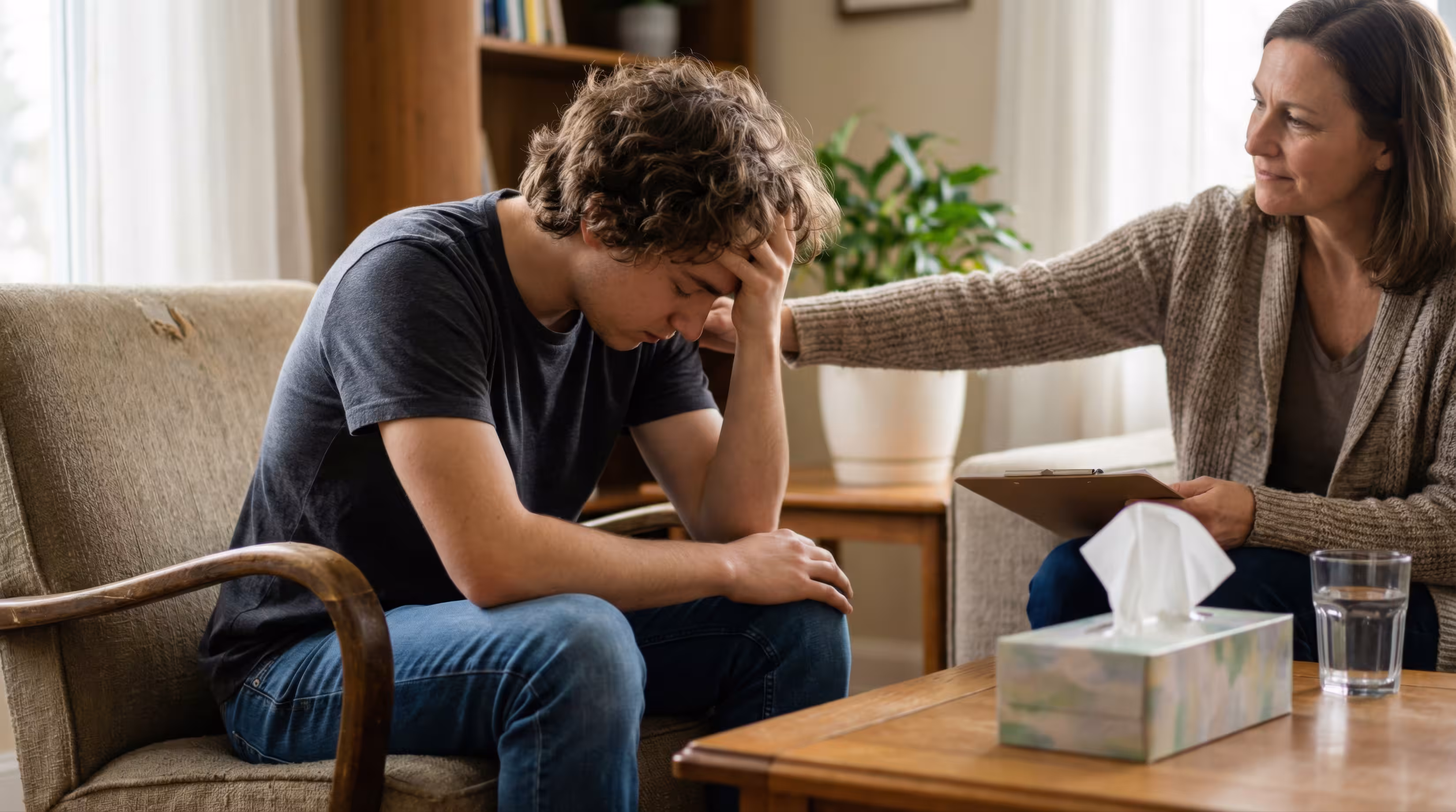 A therapist and client talking
